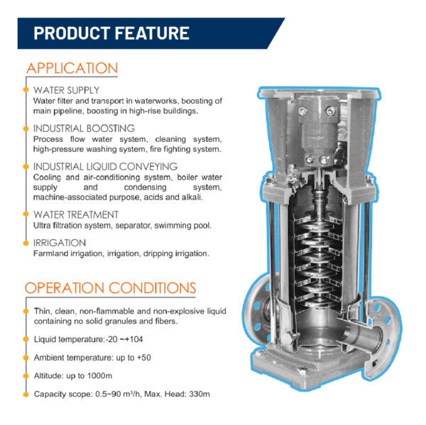 Tsunami CVF10-9T Vertical Multi Stage Stainless Steel Centrifugal Pump - Image 2