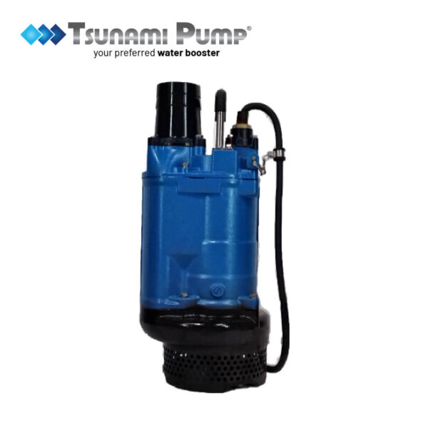 Blue and black Tsunami KBZ43.7 submersible dewatering pump effectively removes water, available from Tsunami pump Malaysia